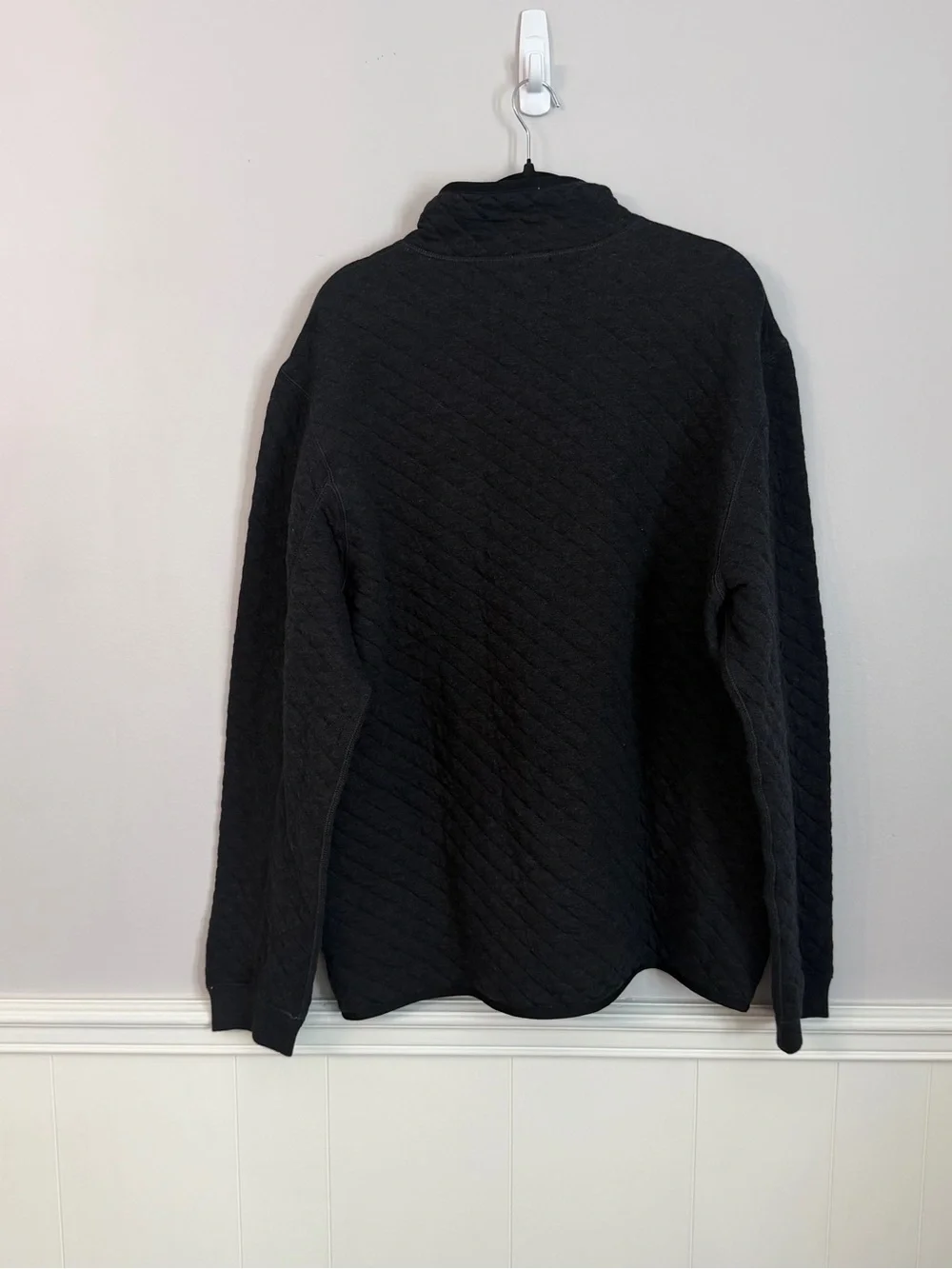 J. Crew Men’s Long Sleeve Heathered Black Quilted 1/4 Zip Pullover Sz XL NWT